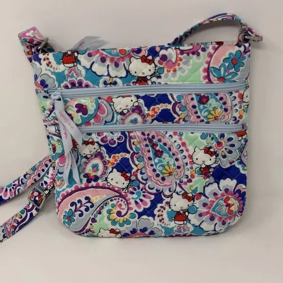 Vera Bradley Hello Kitty Paisley Triple Zip Hipster Crossbody Bag NWOT - Picture 6 of 16